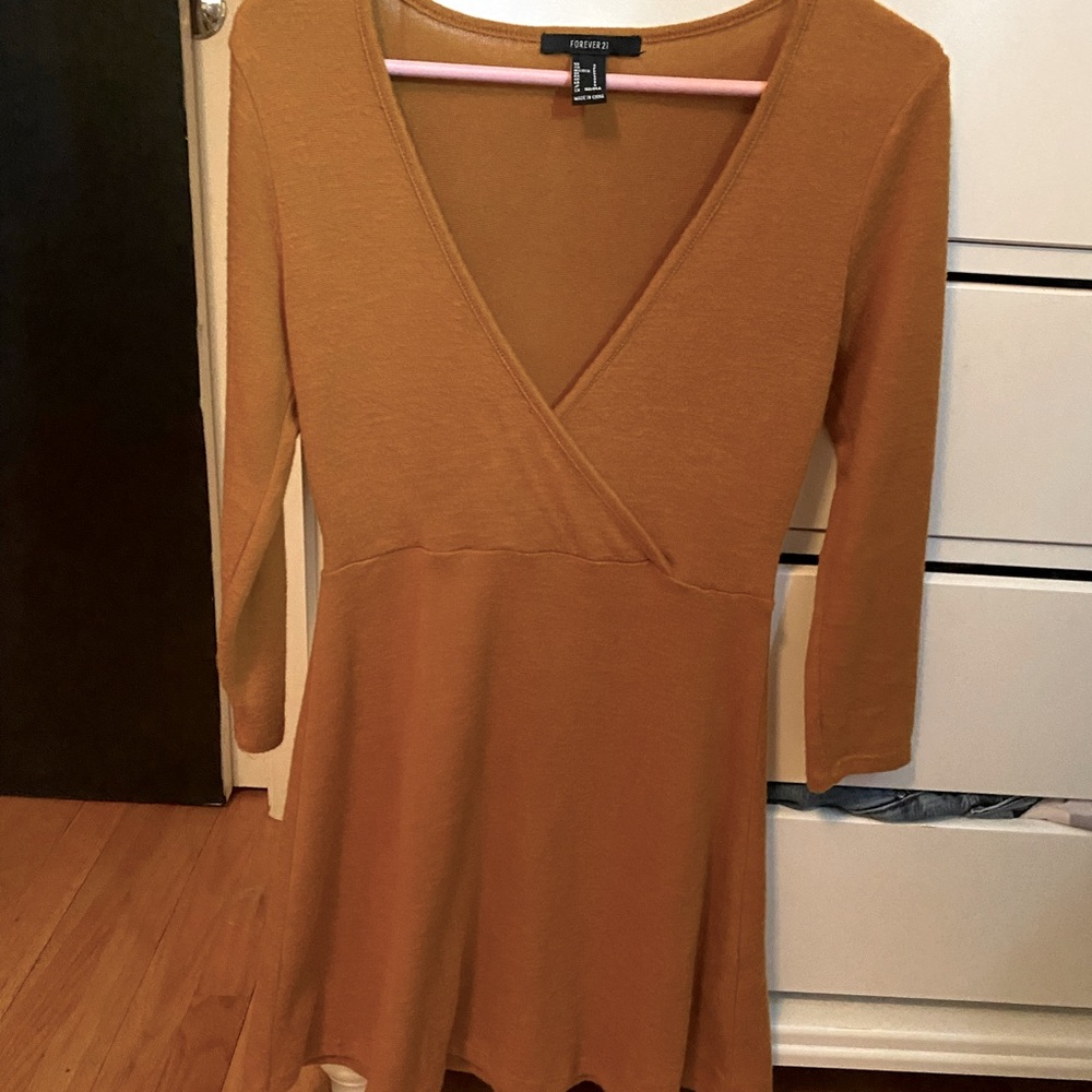 mustard yellow wrap dress